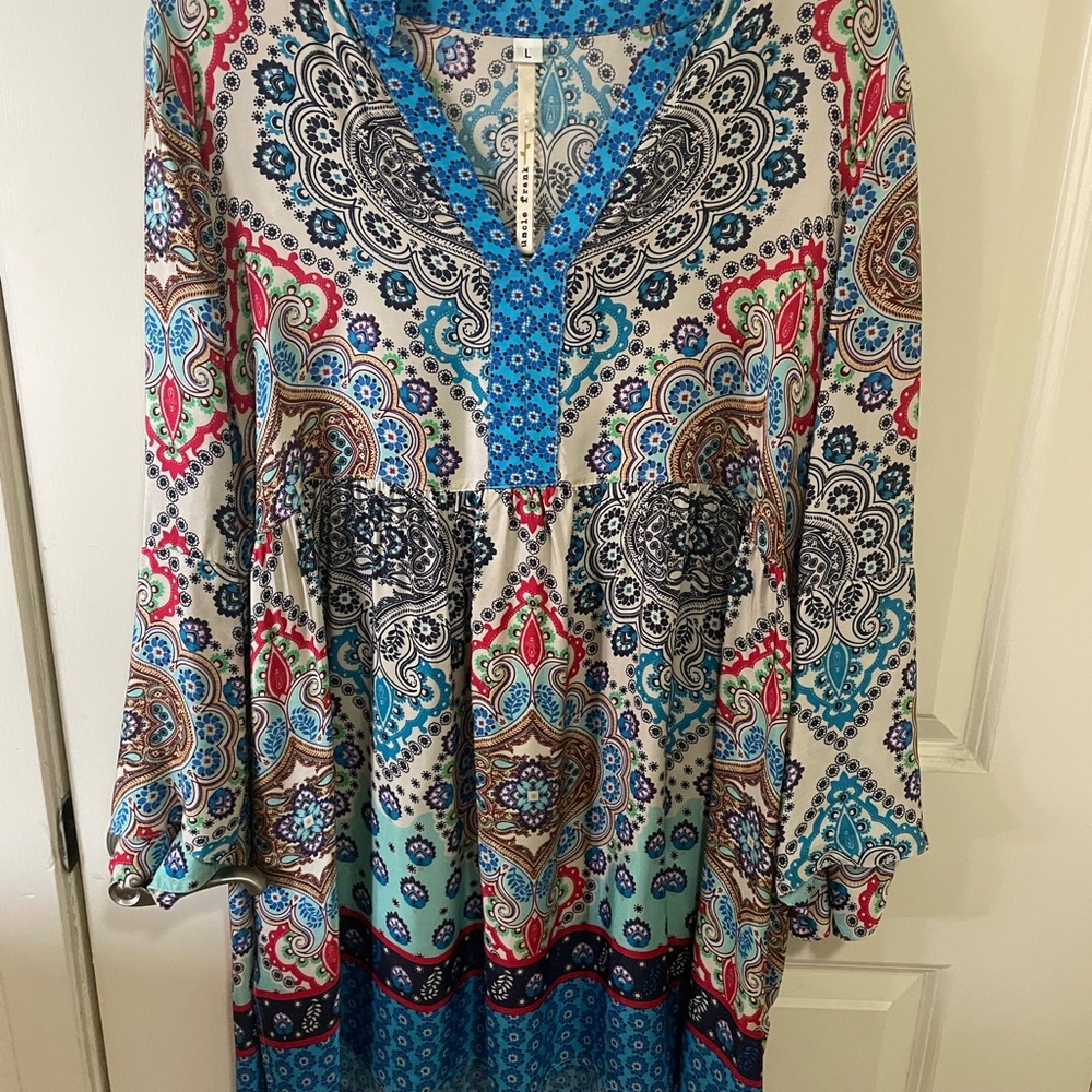 Uncle Frank Blue & Navy Paisley V-Neck Tunic